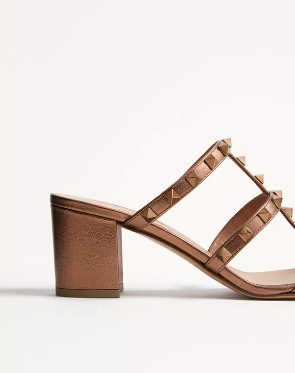 Valentino Rockstud Metallic Calfskin Leather Slide Sandal 60 Mm - Image 2